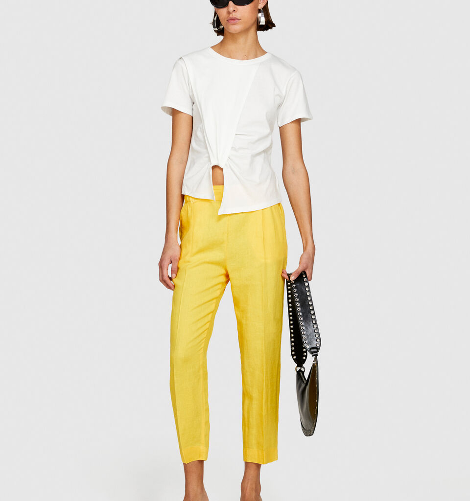 100% linen joggers - women's joggers - Yellow | Sisley image number 1